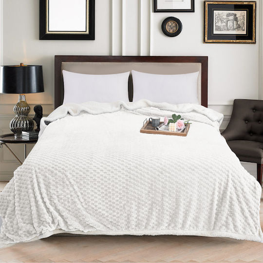 My Home Luxury Sherpa Blanket Super Double 220x240cm White