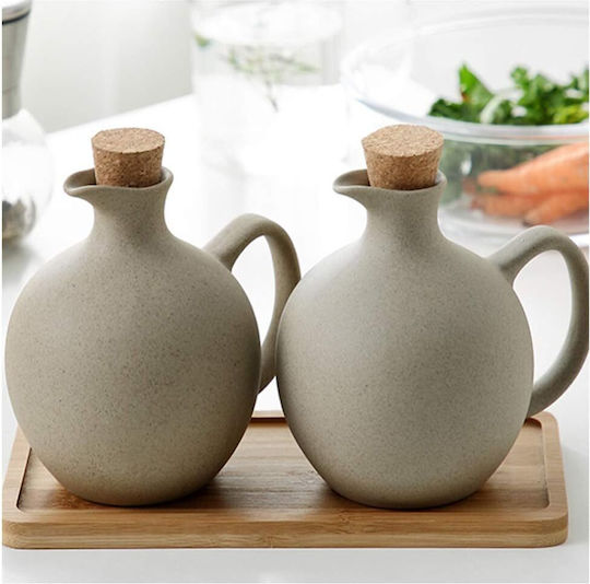 Set 2 Bucăți Vaze Utilizare Generală cu Capac și Suport Ceramică 2 Bucăți