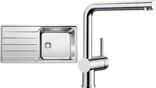 Blanco Lemis Xl 6 S-if Drop-In Küchenspüle Inox mit Wasserhahn M100xP50cm Silber