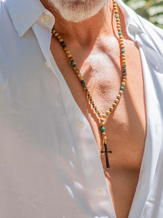 Herren Handgemachte Rosenkranz Halskette Achat & Jaspis Chrysostomos