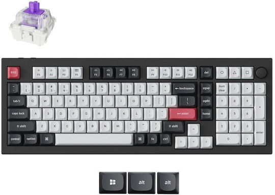 Keychron Q5 HE QMK Q5H-M1 Tastatură Mecanică De Gaming Fără Fir Cu Comutatoare Gateron Double-Rail Magnetic Purple Și Iluminare RGB Engleză SUA Carbon Negru