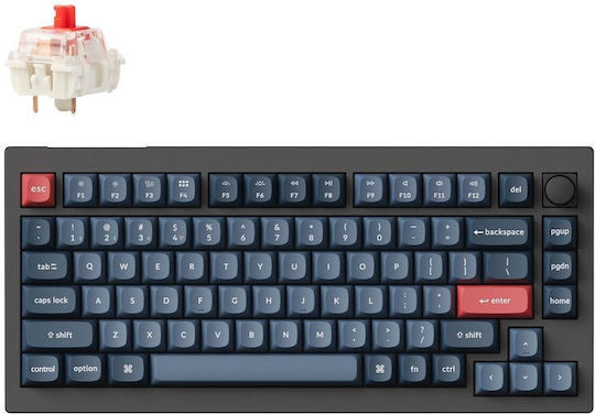 Keychron V1M-D1 Max QMK/VIA V1M-D1 Tastatură Mecanică de Gaming Fără Fir 75% cu Comutatoare Gateron Jupiter Red și Iluminare RGB (Engleză SUA) Carbon Black
