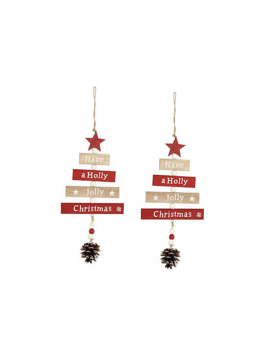 Hanging Ornament Tree Wooden 13x27cm Set 2pcs