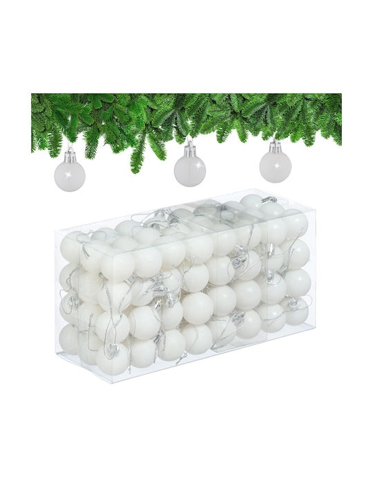 Ornament suspendat Glob Plastic Alb Set 96buc