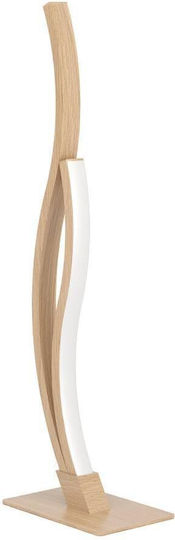 Lampă de noptieră LED Eglo Grisolia Lampă de masă curbată Decor cameră Lampă dormitor Lampă living Realizată din metal plastic cu aspect de lemn Alb neutru H 45,5 cm