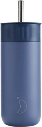 Chilly's Series 2 Switch Glass Thermos Bottle Stainless Steel BPA Free 500ml Whale Blue With Straw
