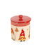 TnS Ornament de masă de Crăciun Borcan de prăjituri Ceramic Roșu L14xW14xD17cm.