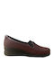 Leather Women's Moccasins in Burgundy Color