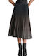 Pleated Midi Skirt Gray