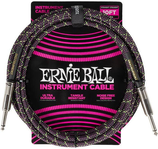 Ernie Ball Braided Cable 6.3mm male - 6.3mm male 3m Purple (P06427)