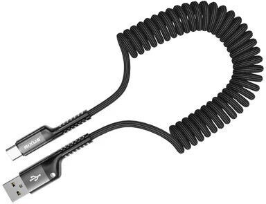 Rixus Retractable USB-A to Lightning Cable Μαύρο 1m