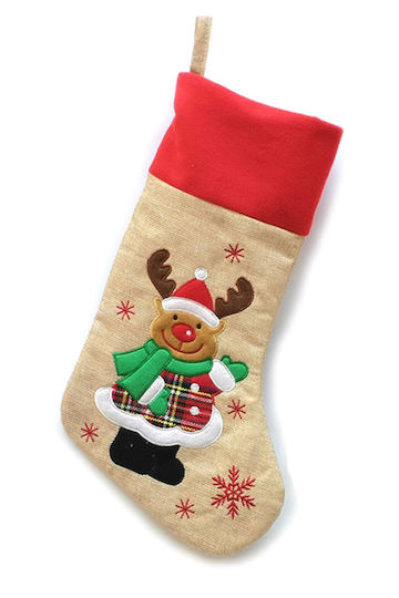 Christmas Decorative Beige Socks with Reindeer Reindeer L41xW26cm