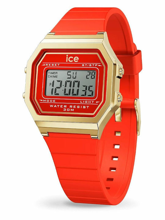 Ice Ψηφιακό Ανδρικό Ρολόι 32mm Μπαταρίας με Κόκκινο Καουτσούκ Λουράκι