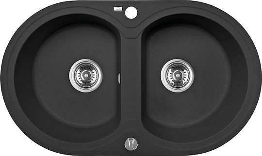 Laveo Dafne Drop-In Kitchen Sink Made of Liquid Granite M78xP47cm Black
