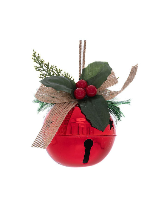 Hanging Bell Ornament Metallic Red