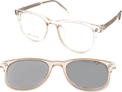Crulle Transparent Women's Acetate Prescription Eyeglass Frame with Clip-On Crulle Transparent Women's Acetate Prescription Eyeglass Frame with Clip-On