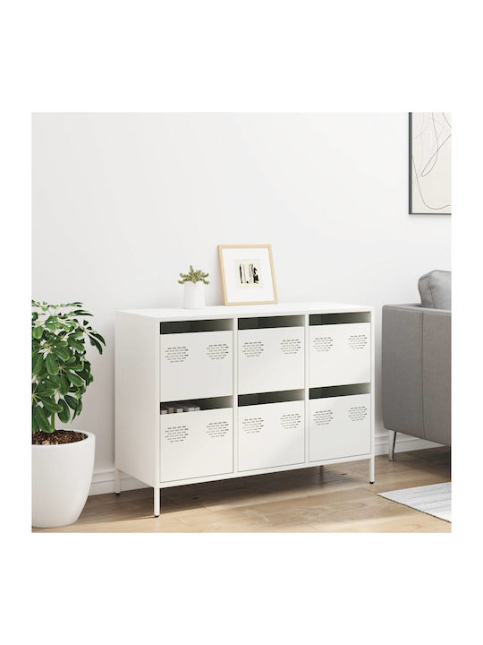 Sideboard made of Metal with Drawers White 101.5x39x73.5cm