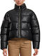 Women's Crop Puffer Jacket for Winter Black