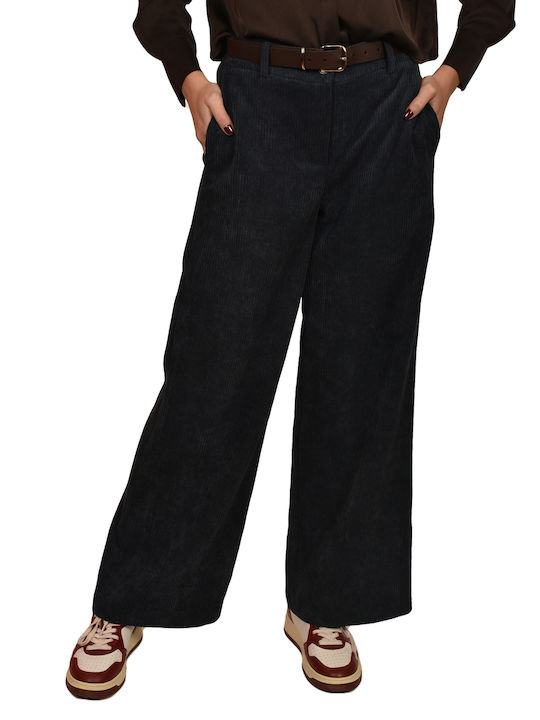 Damen Stoff Hose Washed Blue, Dark Blue