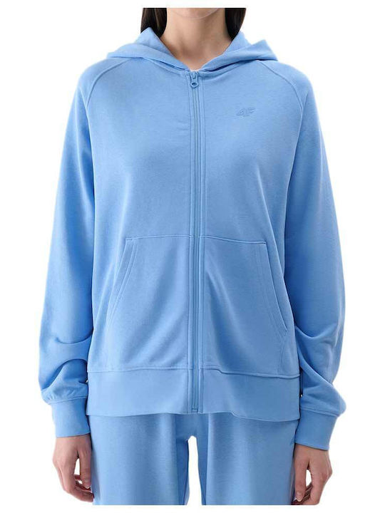 4F Women's Sweatshirt Jacket Hooded Light Blue