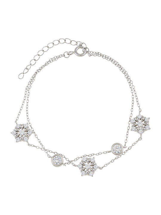 Breeze Women's Bracelet with Flower Design Made of Silver with Zircon 21cm