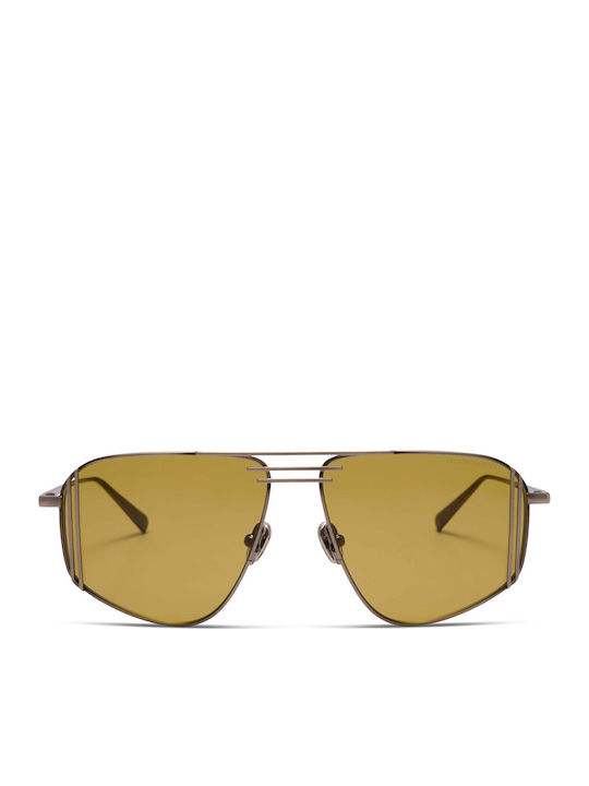 Singapore Unisex Sunglasses with Gold Metal Frame and Yellow Lens