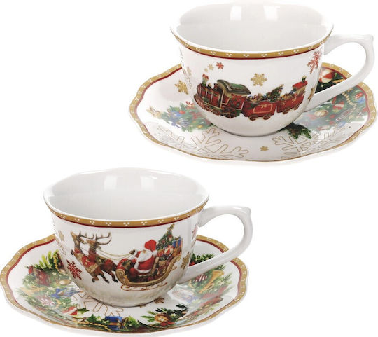Brandani Set Christmas Cups Porcelain Brown 2pcs