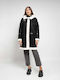 Sherpa Women's black Coat Oversized with Zipper