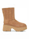 Classic Twin Seam New Heights Leather Women's Ankle Boots with Medium Heel Tabac Brown