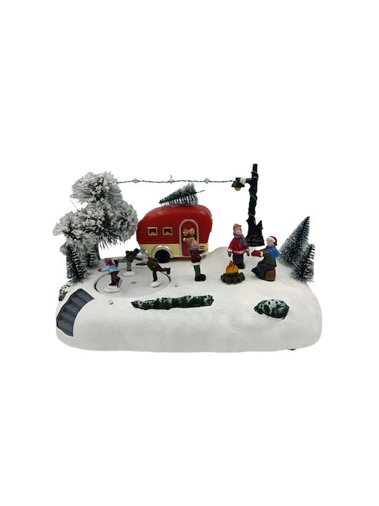 Weihnachts- Beleuchtete Dekorative Darstellung Weiß mit Batterie mit Musik 26.5x16x14cm