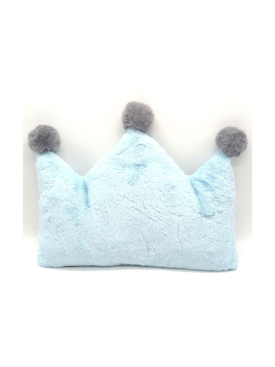 Natural Home Dekokissen für Wiege Krone Pom Pom Hellblau 52x40cm
