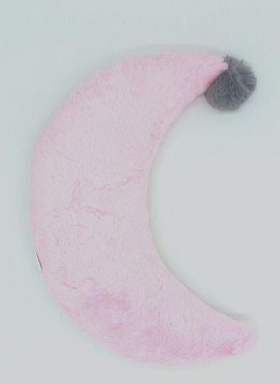Natural Home Crib Decorative Pillow Moon Pom Pom Pink 45x19cm