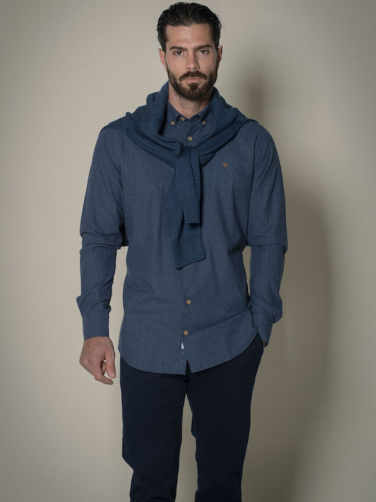 Dors Long Sleeve Flannel Shirt in Regular Fit Blue