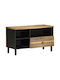 TV Stand Made of Solid Wood Black M80xD33.5xH46cm