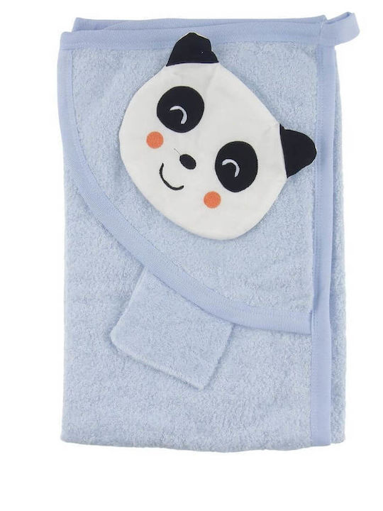 Minilori Baby Baby-Badetuch mit Kapuze Hellblau 85x80cm