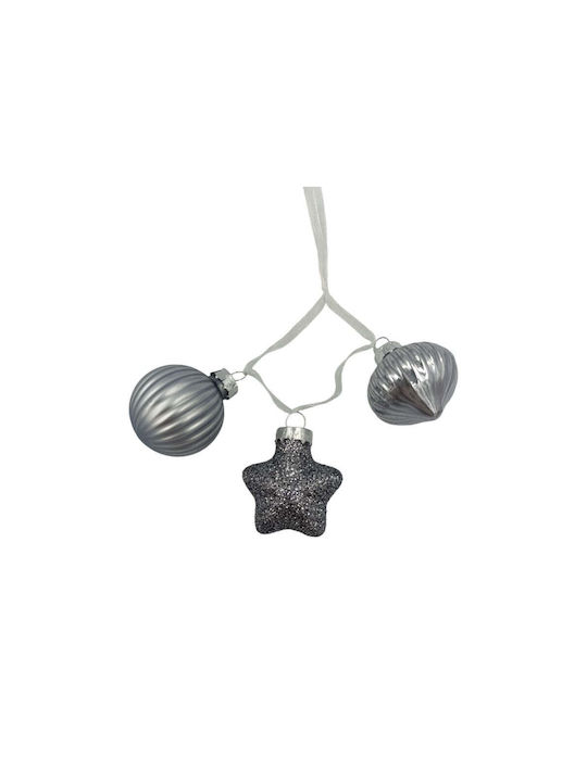 Hanging Ornament Silver Set 3pcs