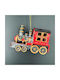 Hanging Train Ornament Plastic Red 10cm with Glitter