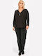 Women's Blouse Long Sleeve with V Neckline Black