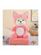 My Home Luxury Blanket Cot Fleece Pink with Animal Pink 100x150cm