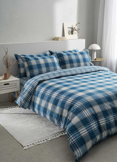 Vesta Home Σετ Παπλωματοθήκη Βαμβακερή 170x240cm Μονή με Μαξιλαροθήκη Oslo Μπλε