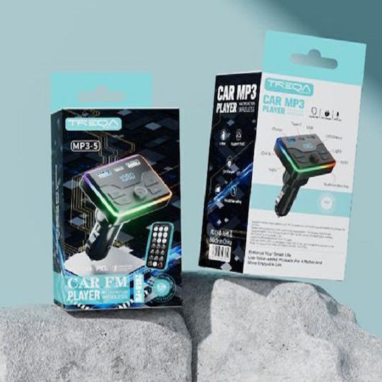 Treqa FM Transmitter Autovehicul cu Bluetooth / USB / Type-C
