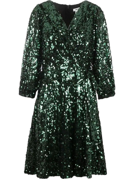 DKNY Sequin Dress Evening Green