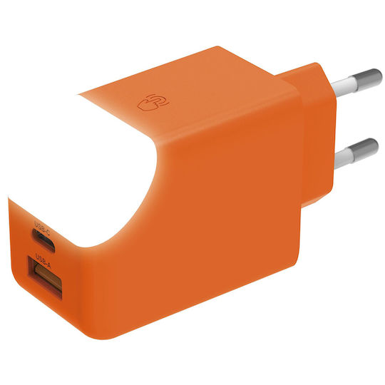 Xoopar Φορτιστής Χωρίς Καλώδιο GaN με Θύρα USB-A και Θύρα USB-C 65W Power Delivery Πορτοκαλί (Ice-G)