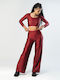 Women's Pantaloons in Regular Fit Leopard Red