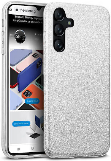 Orso Hybrid Strass Umschlag Rückseite Silikon Silber (Galaxy A16)