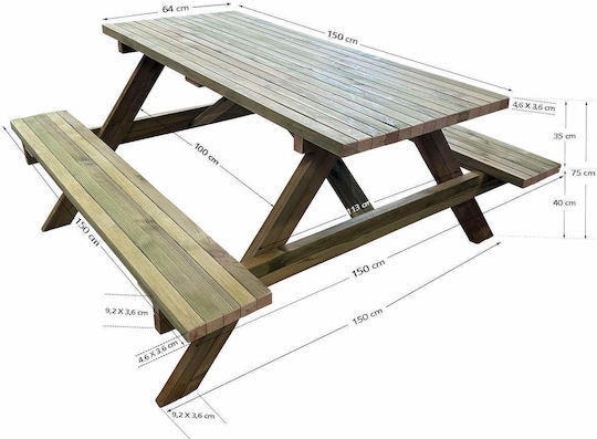 Wooden Masa pentru spații exterioare 150x150x75buc