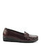 Leather Women's Moccasins in Burgundy Color