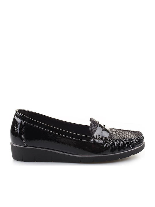 Fshoes Patent Leather Women's Moccasins in Blac...