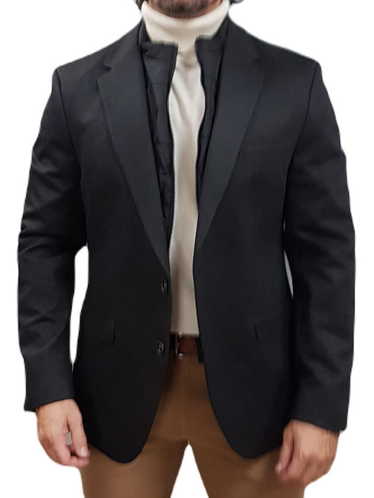 Jeff Jeff J1-043jf Tom Blazer Ανδρικό Σακάκι με Κανονική Εφαρμογή Black Jeff Jeff J1-043jf Tom Blazer Ανδρικό Σακάκι με Κανονική Εφαρμογή Black