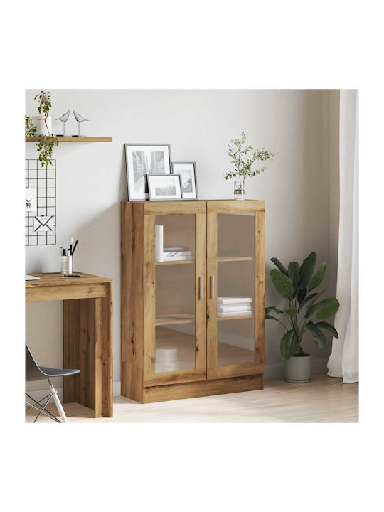 Висулка Витрина за хол от ПДЧ със Стъкло Кафяв 82.5x30.5x115см